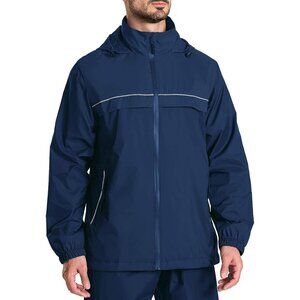 Men's Rain Jacket Waterproof with Hood Lightweight Windbreaker Jacket for Men Br